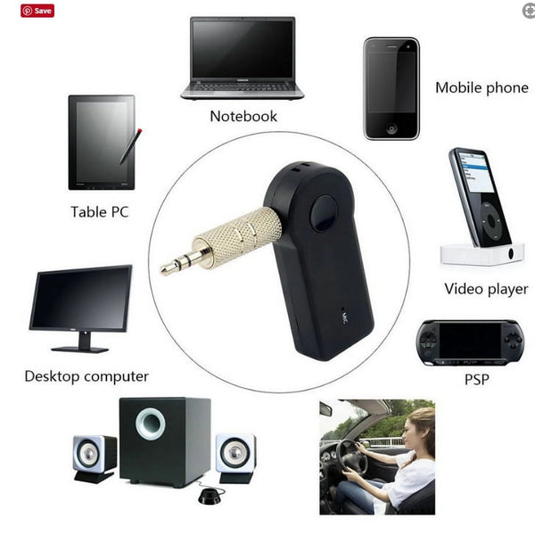 Bluetooth Receiver with 3.5Mm AUX - Wireless Audio Adapter Car Kit for Handsfree Music and Calls, Compatible with Iphone and More, Built-In Mic