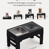 Elevated Dog Bowls for Large Dogs, Raised Dog Bowl Stand with No Spill Dog Water Bowl & Stainless Steel Dog Food Bowl, 4 Heights Adjustable for Small Medium Large Dogs and Pets